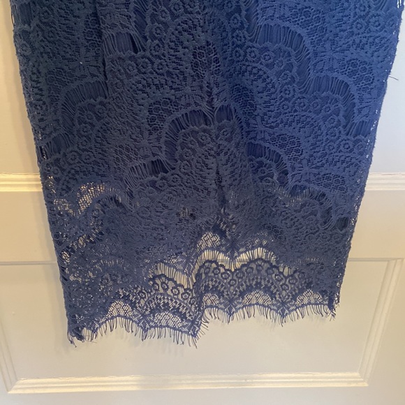 Free People Navy Blue Lace Overlay Mini Dress - Picture 3 of 5